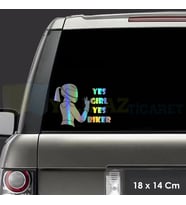 Evet Motorcu Kız Hologram Motosiklet Oto Sticker Etiket Araba Yapıştırma Etiket Çıkartma 18 x 14 Cm