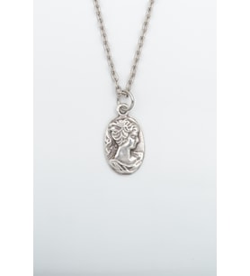 Vintage Cameo Gümüş Kaplama Düz Zincir Kolye