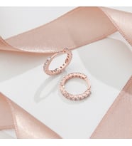 925 Ayar Zirkon Taşlı Rose  Kaplama Gümüş Halka Küpe