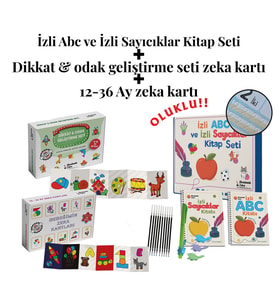 İzli Abc ve Sayıcıklar Kitabları Oluklu -Dikkat & Odak Geliştirme ve 12-36 Ay Zeka Kartları Seti