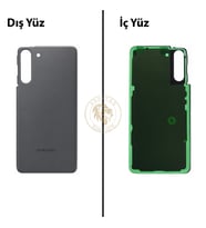 Samsung Galaxy S21 Gri Renk Arka Kapak Arka Cam Batarya Kapağı Pil Kapağı Lazer Kesim Back Cover Galaxy S21 Uyumlu