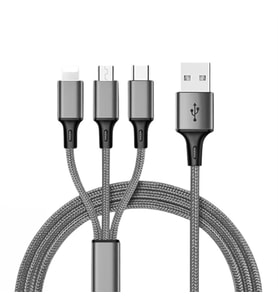 PowerMaster PM-26335 3 IN 1 Gümüş 1.2 Metre Şarj Kablosu