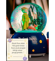 The Little Prince Küçük Prens Müzikli Işıklı Otomatik Kar Tanesi Püskürtmeli Büyük Boy Kar Küresi