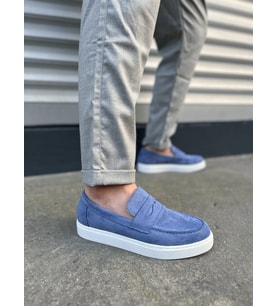 JY180 Estilo X Bağcıksız Süet Erkek Günlük Spor Klasik Ayakkabı SBT - Mavi