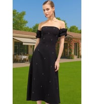 Şık Beyaz Midi Abiye Elbise Taş Detaylı Bodycon Yazlık Şık Görünüm Zarifane Tasarım Uzun Ömürlü