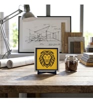Aslan Motifli Masaüstü Dekoratif Parça, Gücü ve Asaleti Yansıtan Estetik Aksesuar 10x10 cm