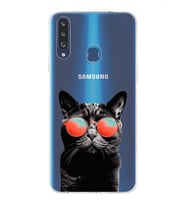 PrintiFy Samsung Galaxy A20s ile Uyumlu 1mm Slim Fit Kedi 3 050d Baskılı Şeffaf  Kılıf