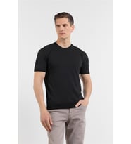 Siyah Kısa Kol Bisiklet Yaka Cepsiz  Slim Fit  Tişört 1011250179