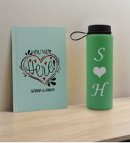 BK Gift Sevgiliye Özel İsimli Su Yeşili Defter ve Yeşil Cam Matara Hediye Seti-12, Sevgiliye Hediye, Sevgililer Günü, Yeni İş Hediyesi