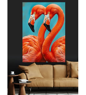 Flamingo Kuşları Pembe Canlı Dekoratif Kanvas - Mdf Ahşap Tablo