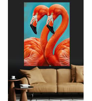 Flamingo Kuşları Pembe Canlı Dekoratif Kanvas - Mdf Ahşap Tablo