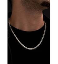 Erkek Gümüş Kolye - 4.5 Mm Orta Kalınlıkta Beyaz Kral Erkek Kolye 124132543141534