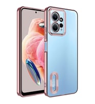Lexroo Xiaomi Redmi Note 12 4G Kılıf Kamera Korumalı Logo Gösteren Omega Kılıf - Rose Gold