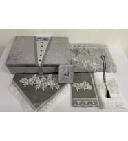Lamazihome 7 Parça Gri Sandıklı Seccade Seti Seccade Takımı Damat Seti