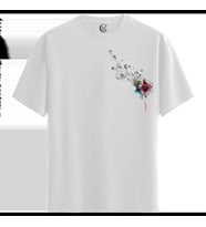 Geometric Floral - %100 Pamuklu Kadın Beyaz Tişört - Premium Quality (Siyah - Beyaz)