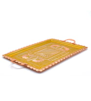 Dikdörtgen Kulplu Bakır Servis Tepsisi 39 cm (Gold)