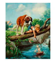 Köpek Ve Çocuğun Dostluğu  Kasnaklı 40 x 50 cm