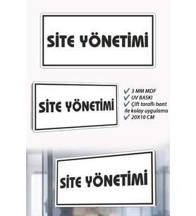 Site Yönetimi Yazılı Beyaz MDF Kapı Levhası
