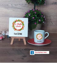 Yılbaşı Hediyesi Dekoratif Taş, Türk Kahvesi Fincanı Kırmızı İsme Özel Hediye (Model 6)