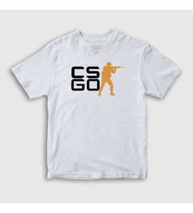 Presmono Unisex Çocuk Beyaz Logo Oyun Counter Strike Cs Go T-Shirt 323548tt (Beyaz)