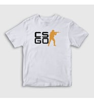 Presmono Unisex Çocuk Beyaz Logo Oyun Counter Strike Cs Go T-Shirt 323548tt (Beyaz)