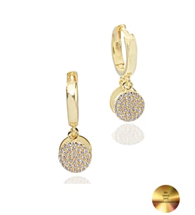 18k Serie Oro Sallantılı Aynalı Halka Kadın Gümüş Küpe (Altın)