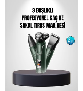 3D Akıllı Kesim Teknolojili Şarjlı Tıraş Seti – 3 Başlıklı, Paslanmaz Çelik Bıçaklı