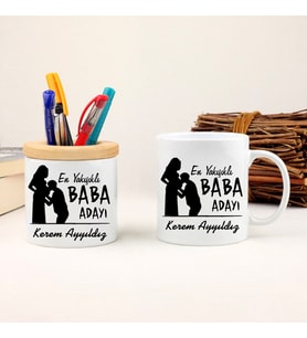 En Yakışıklı Baba Adayı Bardak Ve Kalemlik Set