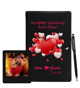 Sevgililer Gününe Özel Siyah Defter Kalem & Instagram Çerçeve Hediye Seti 31