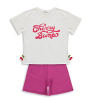 Civil Girls Cherry Bomb Baskılı 6-9 Yaş Takım - Ekru
