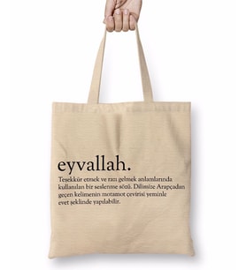 Eyvallah Kelime Bez Çanta Uzun Saplı