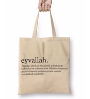 Eyvallah Kelime Bez Çanta Uzun Saplı