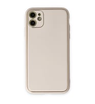 Apple İphone 12 Kılıf Coco Deri Silikon Kapak - Beyaz