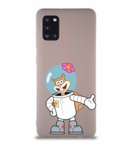 Samsung Galaxy A31 Soft Premier Kapak Sandy Tasarımlı Silikon Kılıf - Pudra (Şeffaf)