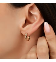 Goldium 14 Ayar Altın Top Detaylı Küpe (Sarı)