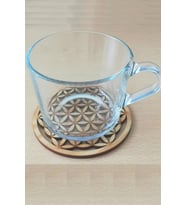 Ahşap Bardak Altlığı 6 lı Set Yaşam Çiçeği Bardak Altlığı (Renksiz)