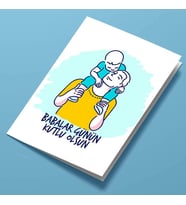 Kişiye Özel Boynunda Oğlunu Taşıyan Baba Tebrik Kartı