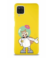 Samsung Galaxy A12 Soft Premier Kapak Sandy Tasarımlı Silikon Kılıf - Sarı (Şeffaf)