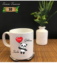 Beyaz Porselen Kupa - Sevgililer Günü Panda isim yazılabilir