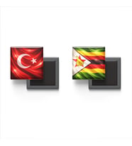 Buzdolap Magnetleri - Zimbabve Bayrağı ve Türk Bayrağı - 2'li Set Magneti