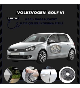 Volksvogen Golf 6 Oto Araç Kapı Koruma Fitili 5metre Parlak Siyah Renk