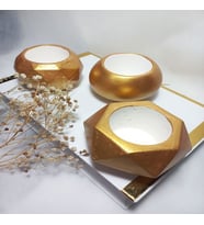 Dekoratif  Antiquity Gold Saksı 3'lü Set - Kaktüs/Sukulent Saksısı,Çiçeklik Seti