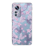 Xiaomi Mi 12 Uyumlu Kamera Korumalı Kapak Floral Pudra Tasarımlı Şeffaf Silikon Kılıf