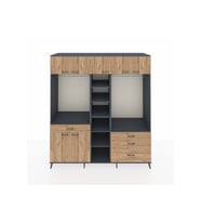 Kronos Dolap 11 Raflı 4 Çekmeceli 2 Askılı 220x59x243 Antrasit-Çam/Çam
