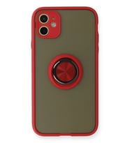 Pilelistore   iPhone 11 Kılıf Montreal Yüzüklü Silikon Kapak - Kırmızı