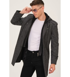PLT8334 DEWBERRY ERKEK PALTO-DESENLİ GRİ