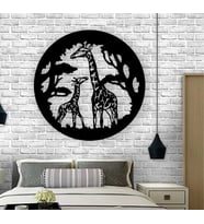 Siyah Ahşap Zürafa 50cm X 50cm Tablo Duvar Dekoru 3mm Mdf Lazer Kesim