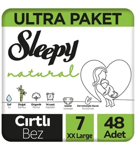 Sleepy 7 Beden Natural Bebek Bezi Ultra Paket 48 Adet
