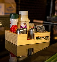 Restoran & Cafe & Barlara Özel Logolu Doğal Ahşap Dispenser Düzenleyici Model-1