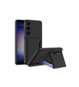 Samsung Galaxy S24 Plus Uyumlu Suni Deri Arka Yüzey Zore Kartlıklı Kıpta Silikon Kapak